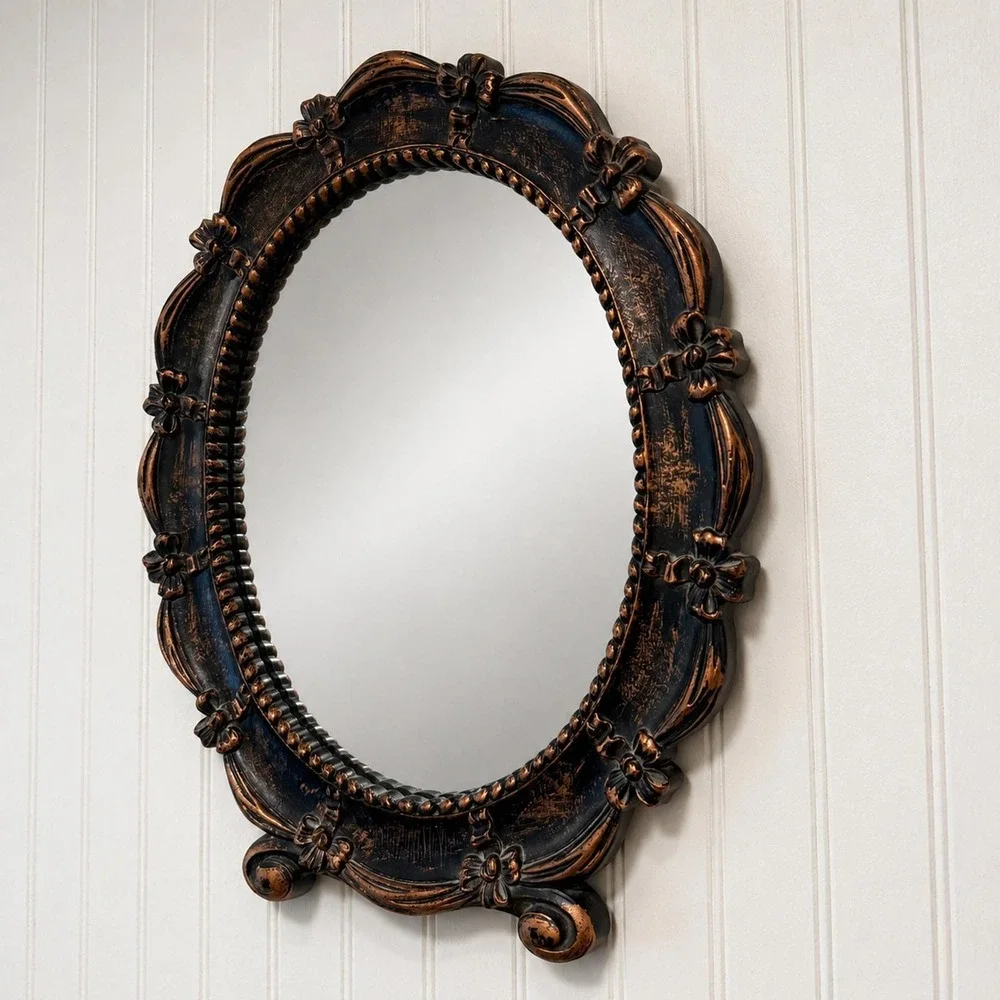 Vintage 1963 Coppercraft Guild Dart Industries Oval Mirror Copper Plastic 13x10